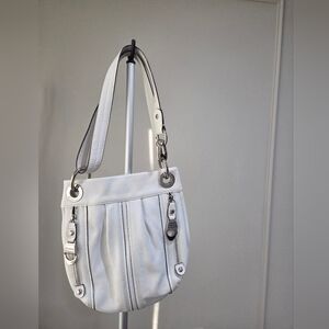 B MakowskyElegant White Crossbody Bag10×10×2in.